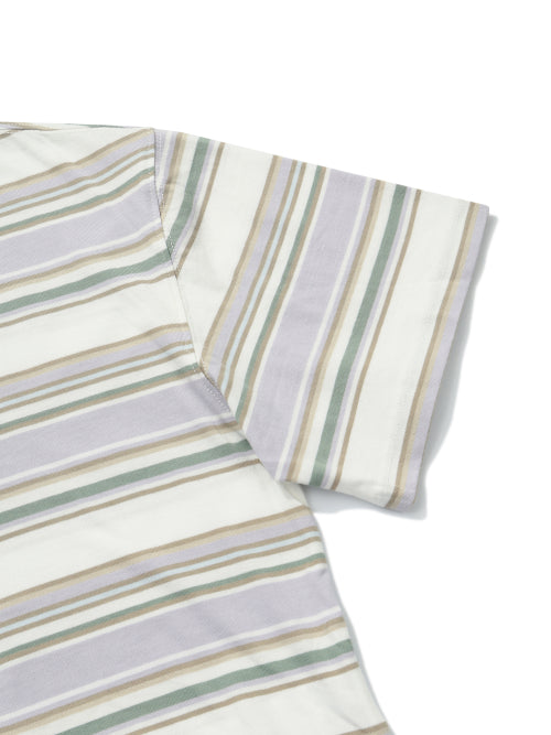 MULTI STRIPE SHORT SLEEVE TEE - 3 COLORS LILAC