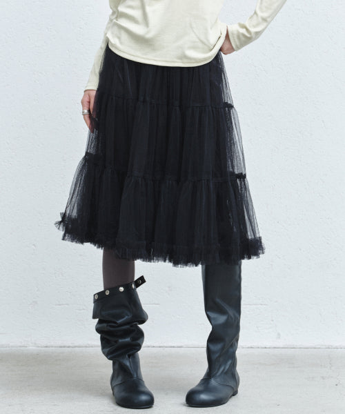 TULLE VOLUME SKIRT #徐睿知同款! - 2 COLORS BLACK