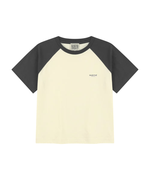 W SMALL REGULAR LOGO RAGLAN CROP TEE - 4 COLORS CHARCOAL