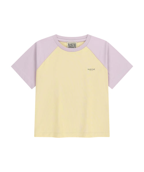 W SMALL REGULAR LOGO RAGLAN CROP TEE - 4 COLORS PURPLE