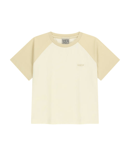 W SMALL REGULAR LOGO RAGLAN CROP TEE - 4 COLORS BUTTER
