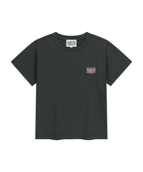 W ANTIQUE CLASSIC LOGO SLIM CROP TEE - 3 COLORS CHARCOAL
