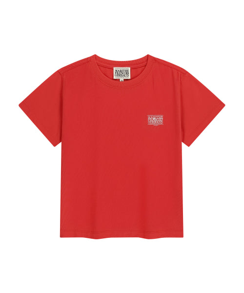 W ANTIQUE CLASSIC LOGO SLIM CROP TEE - 3 COLORS RED