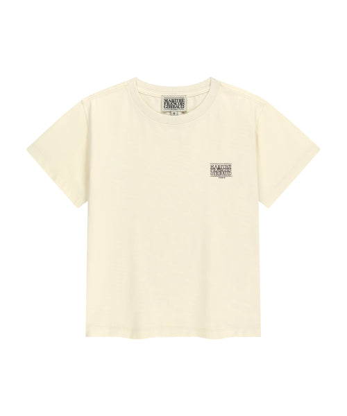 W ANTIQUE CLASSIC LOGO SLIM CROP TEE - 3 COLORS CREAM
