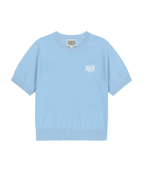 W SMALL CLASSIC LOGO HALF KNIT PULLOVER - 3 COLORS SKY BLUE