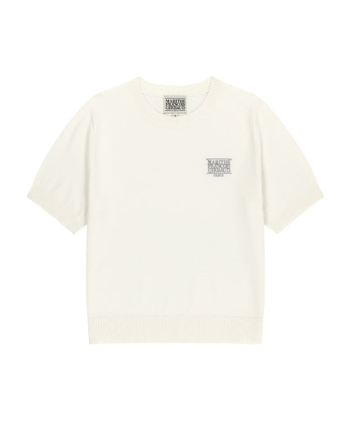 W SMALL CLASSIC LOGO HALF KNIT PULLOVER - 3 COLORS IVORY