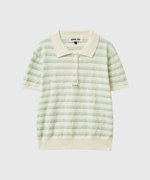 GENERAL IDEA STRIPE COLLAR HALF KNIT - 3 COLORS IVORY