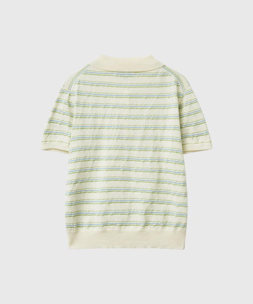GENERAL IDEA STRIPE COLLAR HALF KNIT - 3 COLORS IVORY