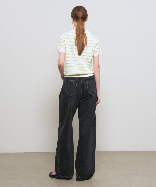 GENERAL IDEA STRIPE COLLAR HALF KNIT - 3 COLORS IVORY