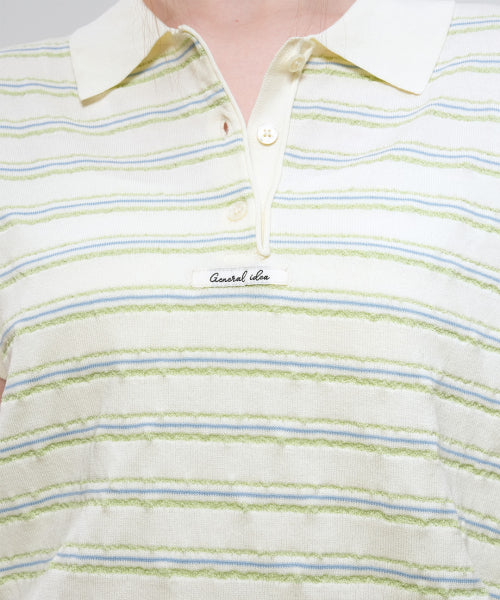 GENERAL IDEA STRIPE COLLAR HALF KNIT - 3 COLORS IVORY