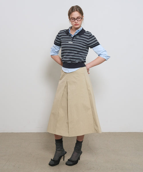 GENERAL IDEA STRIPE COLLAR HALF KNIT - 3 COLORS NAVY