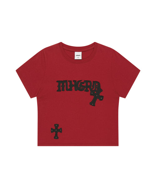GOTHIC APPLIQUE CROP TEE - 2 COLORS