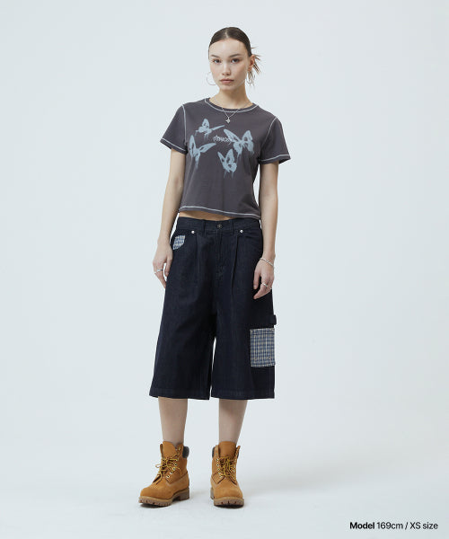 PIGMENT BUTTERFLY GOTH CROP TEE YELLOW - 3 COLORS CHARCOAL