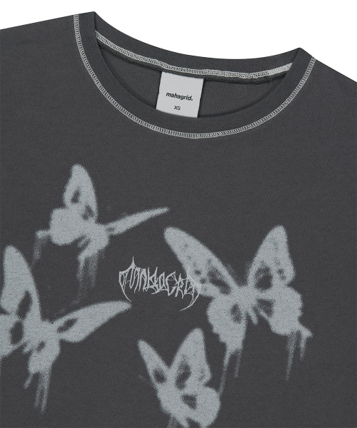 PIGMENT BUTTERFLY GOTH CROP TEE YELLOW - 3 COLORS CHARCOAL