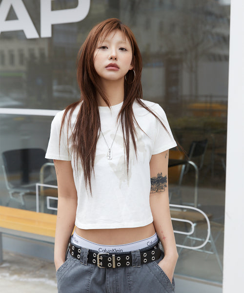 PIGMENT BUTTERFLY GOTH CROP TEE YELLOW - 3 COLORS IVORY
