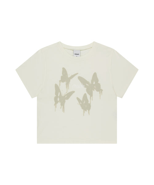 PIGMENT BUTTERFLY GOTH CROP TEE YELLOW - 3 COLORS IVORY