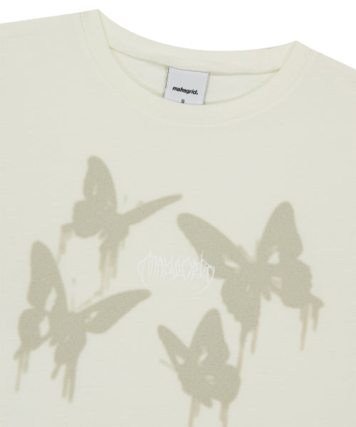PIGMENT BUTTERFLY GOTH CROP TEE YELLOW - 3 COLORS IVORY