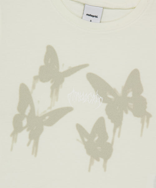 PIGMENT BUTTERFLY GOTH CROP TEE YELLOW - 3 COLORS IVORY