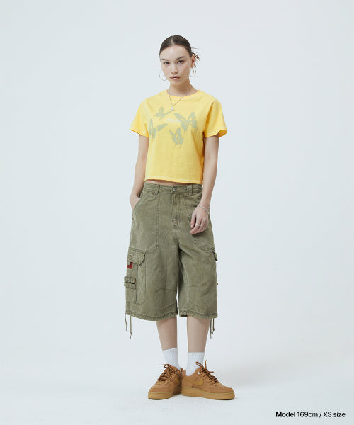 PIGMENT BUTTERFLY GOTH CROP TEE YELLOW - 3 COLORS YELLOW