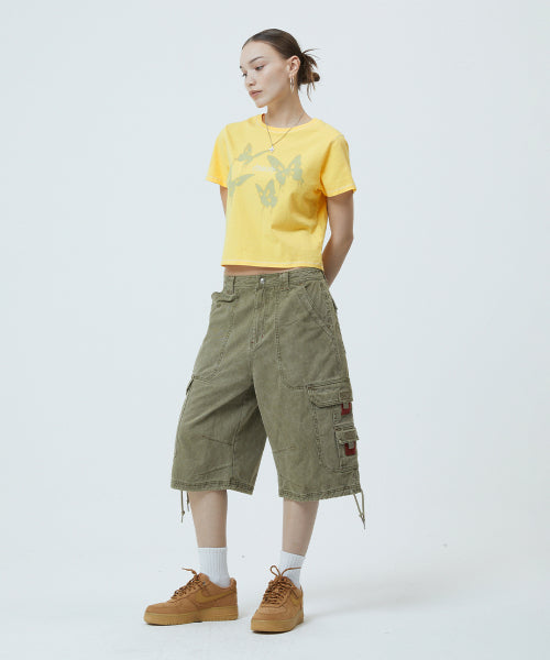 PIGMENT BUTTERFLY GOTH CROP TEE YELLOW - 3 COLORS YELLOW