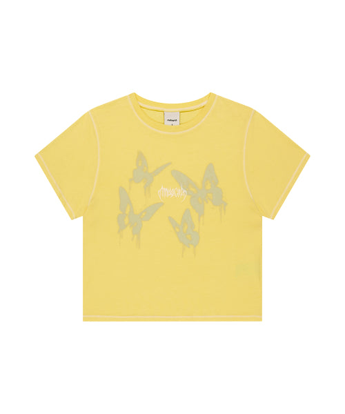 PIGMENT BUTTERFLY GOTH CROP TEE YELLOW - 3 COLORS YELLOW