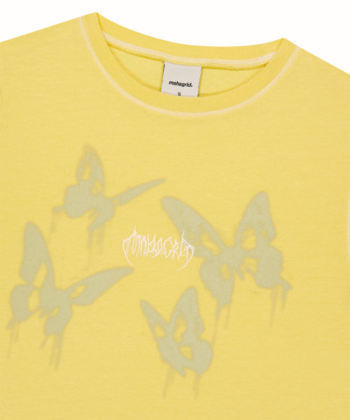 PIGMENT BUTTERFLY GOTH CROP TEE YELLOW - 3 COLORS YELLOW
