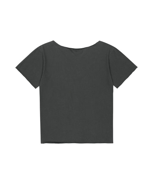 PIGMENT GROOVY ONE SHOULDER TEE CHARCOAL