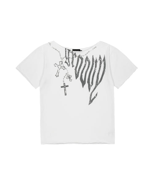 GROOVY ONE SHOULDER TEE WHITE