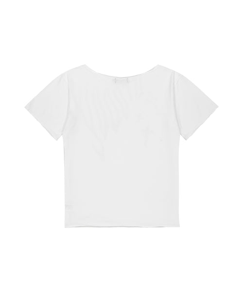GROOVY ONE SHOULDER TEE WHITE