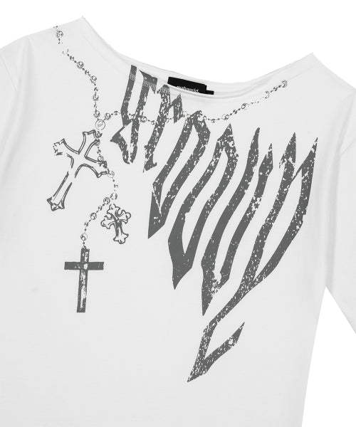 GROOVY ONE SHOULDER TEE WHITE