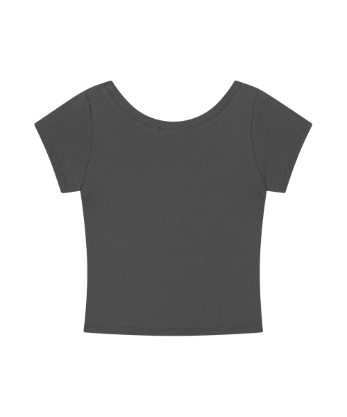 BUTTERFLY GOTH WIDE NECK CROP TEE - 2 COLORS