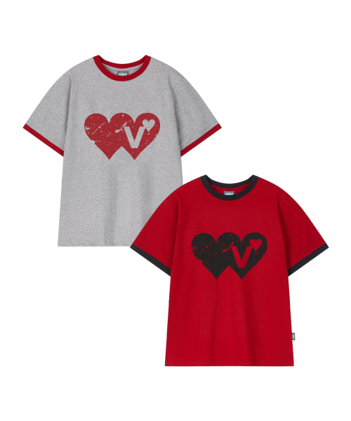 DOUBLE HEART RINGER TEE - 2 COLORS