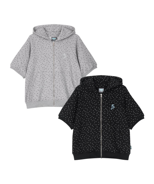DOT SHORT SLEEVE HOODIE ZIP-UP