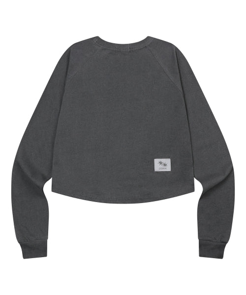 PIGMENT CROP ROLL LONG SLEEVE TEE - 2 COLORS CHARCOAL