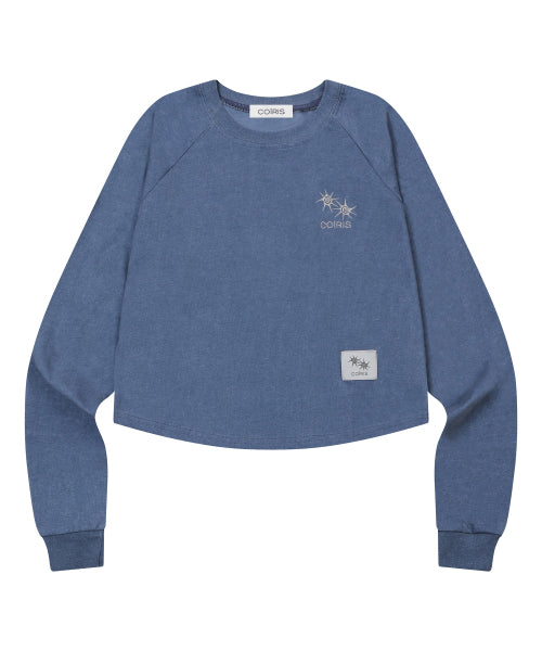 PIGMENT CROP ROLL LONG SLEEVE TEE - 2 COLORS CHARCOAL