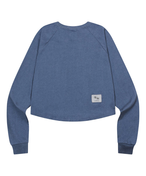 PIGMENT CROP ROLL LONG SLEEVE TEE - 2 COLORS CHARCOAL