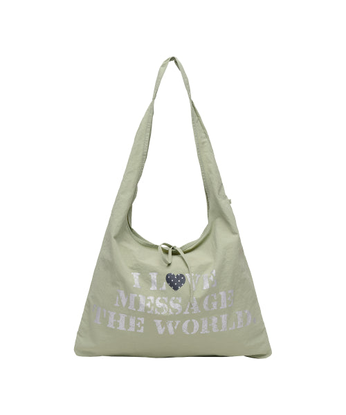 LETTERING CASUAL HOBO BAG GREEN