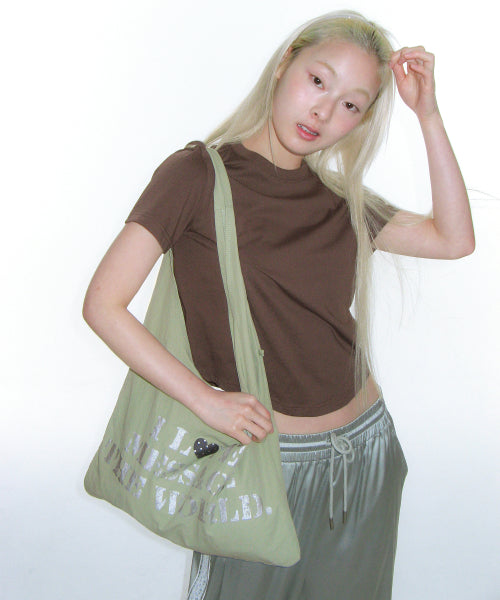LETTERING CASUAL HOBO BAG GREEN