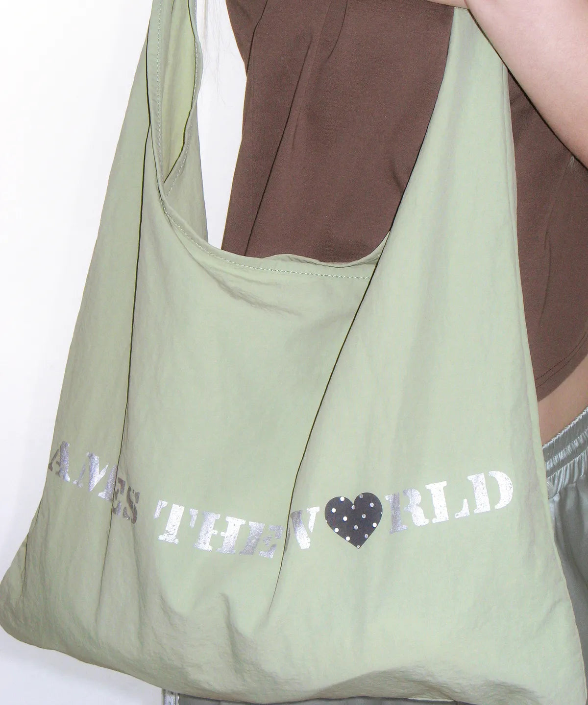 LETTERING CASUAL HOBO BAG GREEN