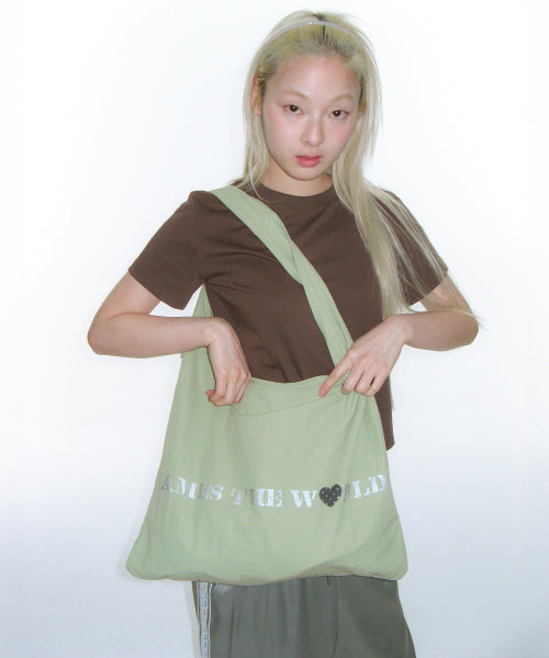 LETTERING CASUAL HOBO BAG GREEN