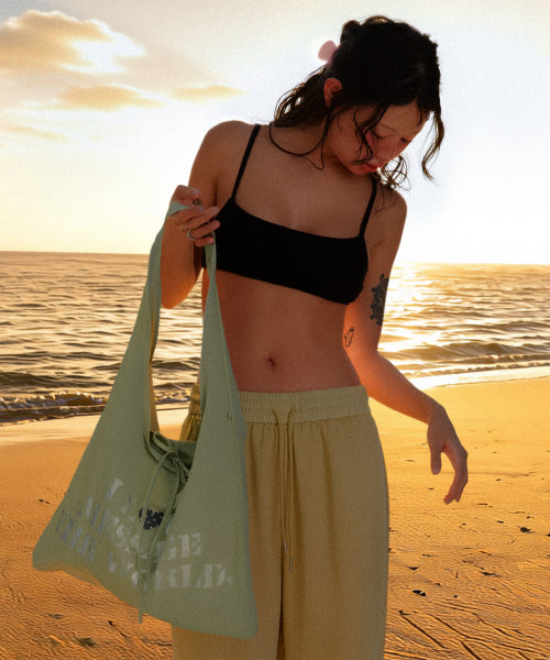 LETTERING CASUAL HOBO BAG GREEN