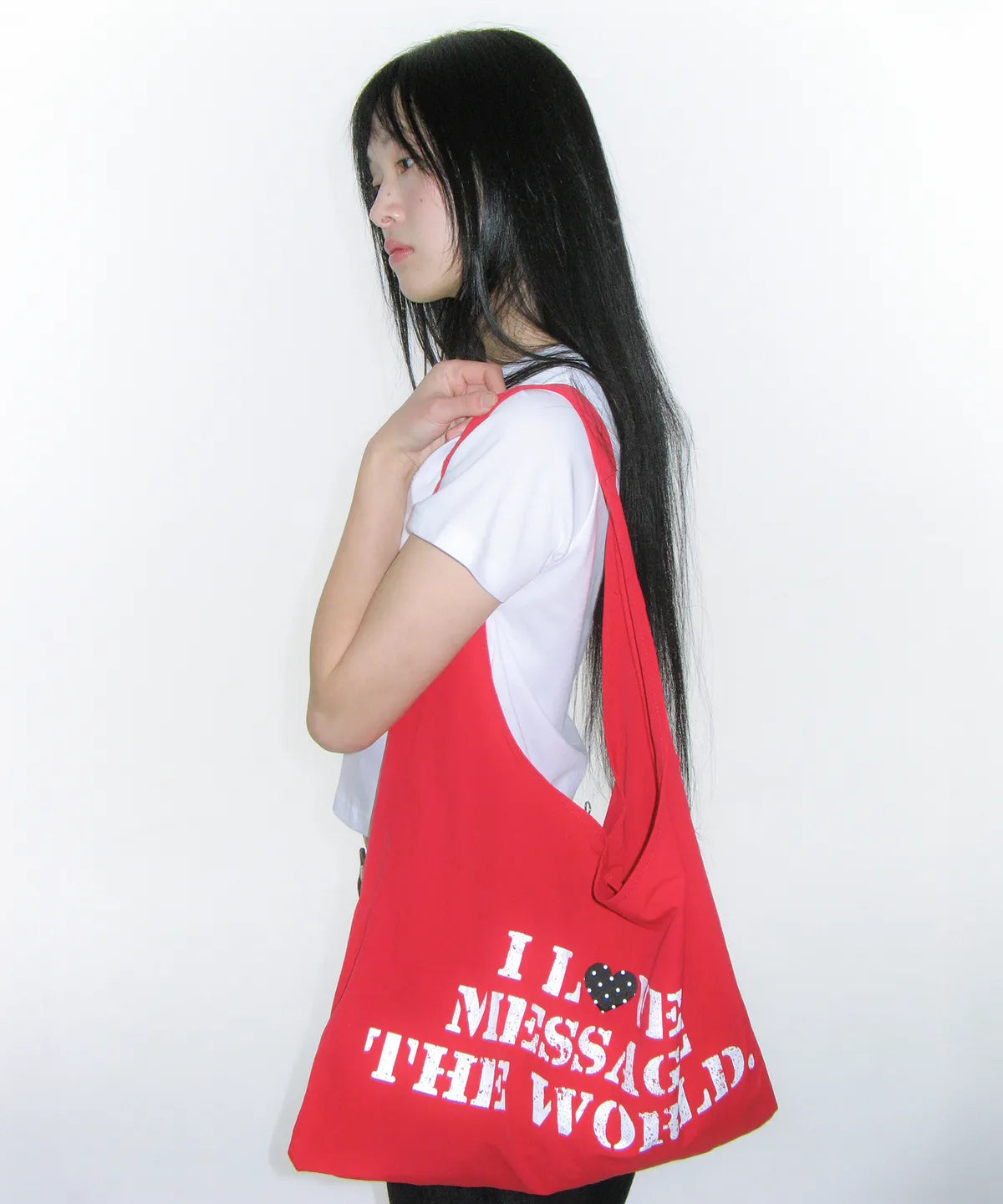 LETTERING CASUAL HOBO BAG RED