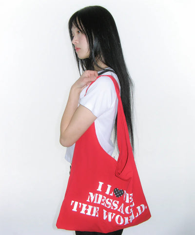 LETTERING CASUAL HOBO BAG RED