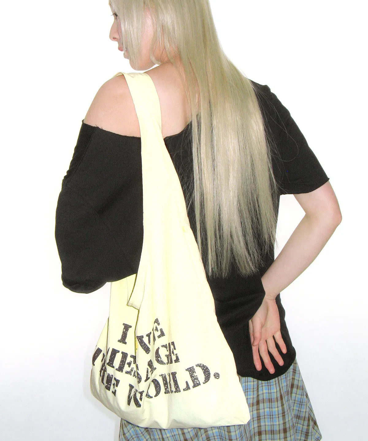 LETTERING CASUAL HOBO BAG YELLOW