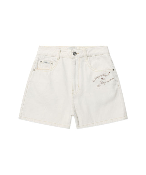 KNEE-LENGTH DENIM SHORTS #GISELLE同款! - 2 COLORS CREAM