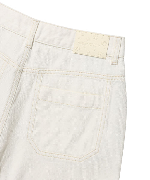 KNEE-LENGTH DENIM SHORTS #GISELLE同款! - 2 COLORS CREAM