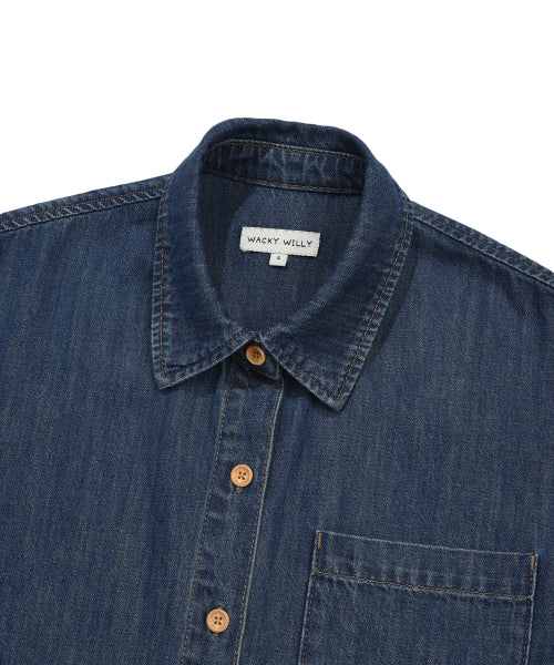 EASY DENIM SHORT SLEEVE SHIRT BLUE