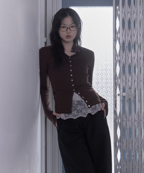SHELL BUTTON HALF-NECK CARDIGAN - 3 COLORS
