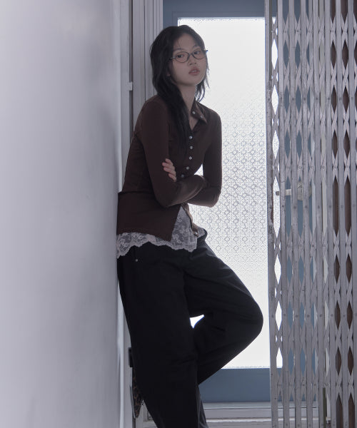SHELL BUTTON HALF-NECK CARDIGAN - 3 COLORS