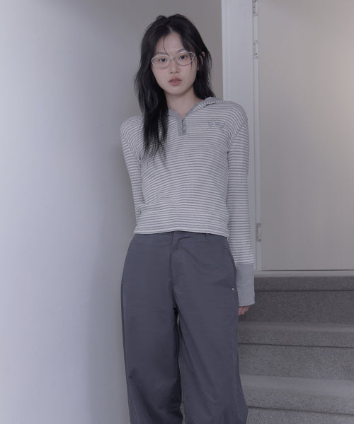 STRIPE WAFFLE HOODIE - 2 COLORS